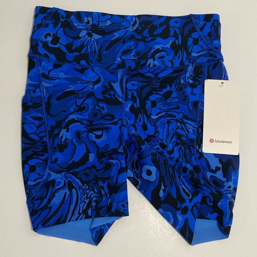 NWT Lululemon Size 8 Fast & Free HR Short 6” *Pockets Galactic Cobalt Blue - Picture 2 of 16